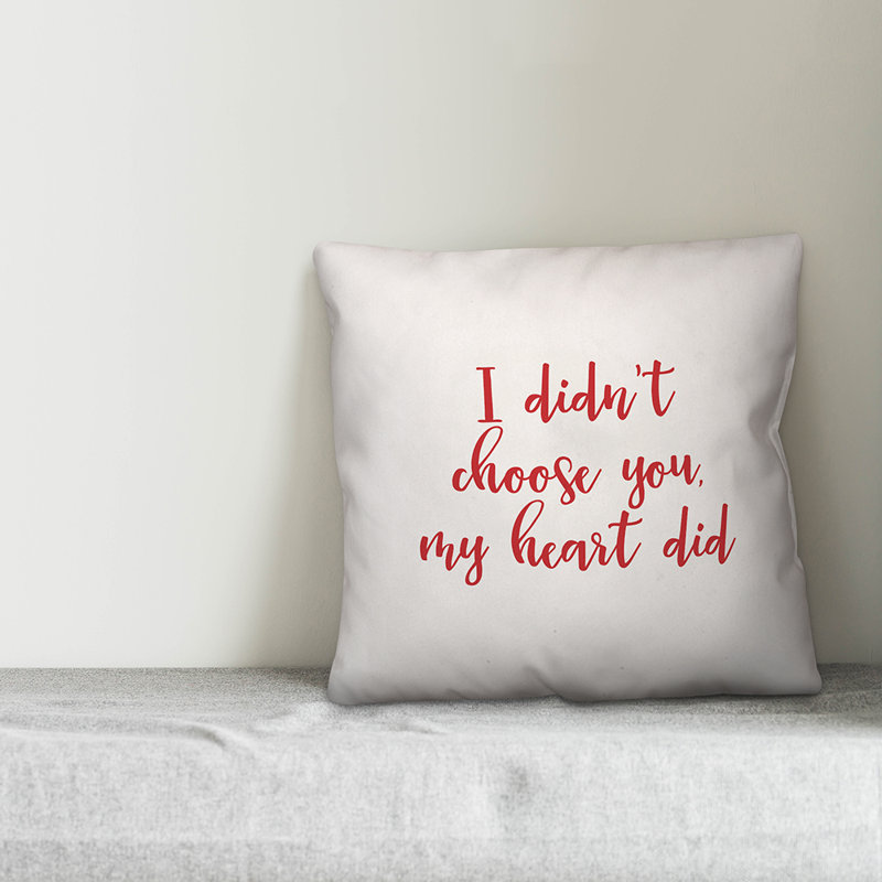  Coussin décoratif «I Did Don't Chose You, My Heart Did», Blanc / rouge, Housse de coussin