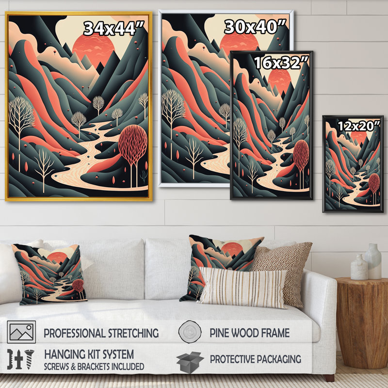 Full Moon Mountain Serenity VII Full Moon Mountain Serenity VII - Print on Canvas, 20" H x 12" W x 1" D, Gold Floater Framed