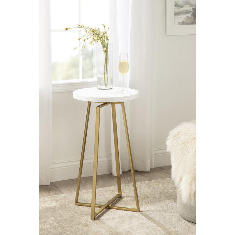 Larzelere End Table, White, Gold