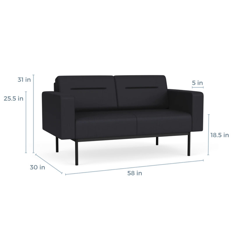 Causeuse de réception Darsey, Sans alimentation, Noir, Noir Patriot Plus