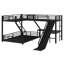 Lit superposé en L avec lit mezzanine, glissade et ports USB-652433235