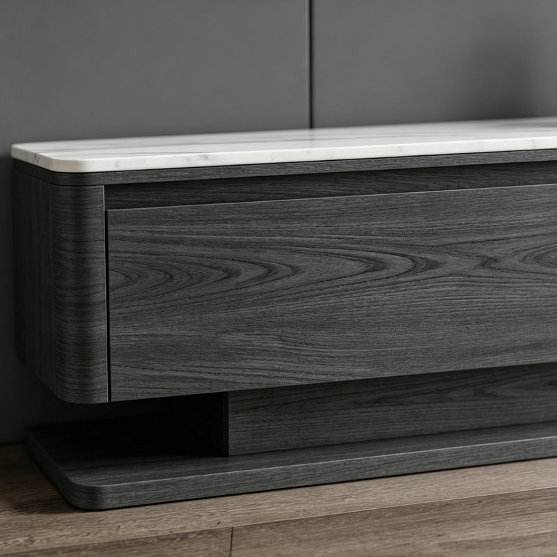 Meuble télé avec 3 tiroirs Modern, Blanc / Gris