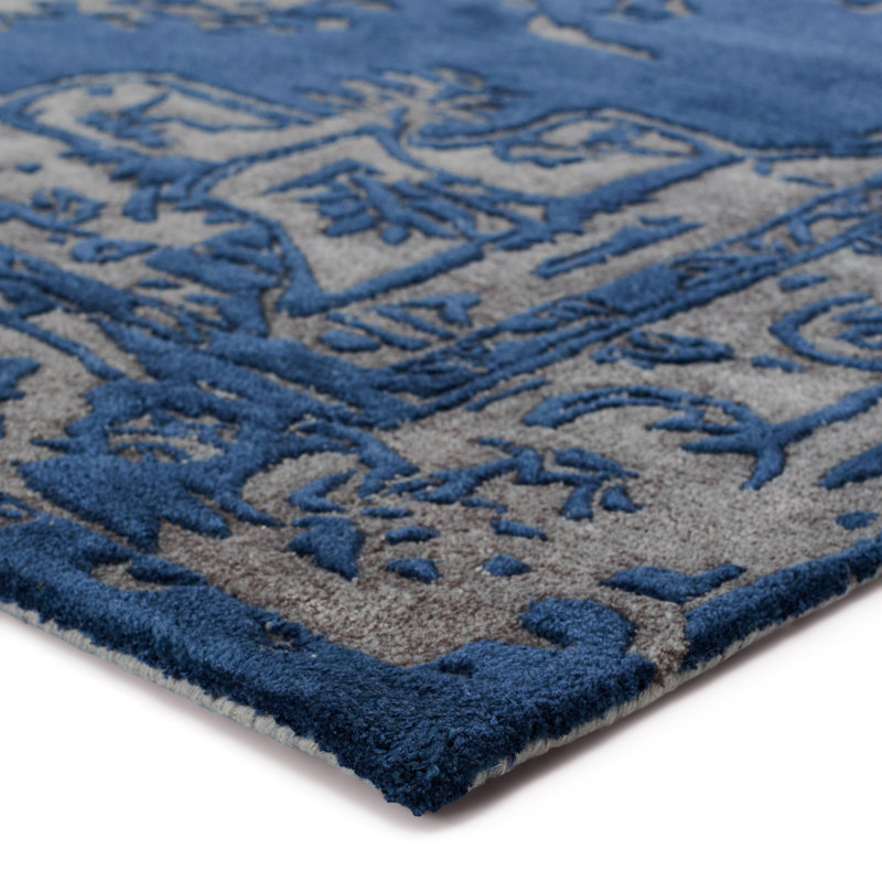 Tapis bleu / gris touffeté à la main Fitchett New Age, Rectangle de 10 pi x 14 pi