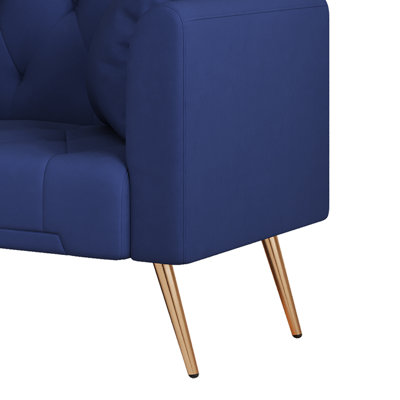 Luxurious and comfortable Square Arm Sofa Bed futon with metal legs and adjustable backrest, throw pillows for living room, reception room