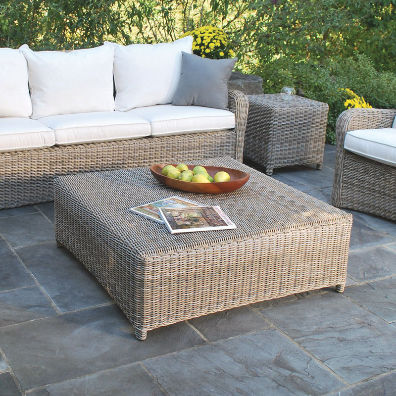 Sag Harbor Wicker Chat Table, Driftwood