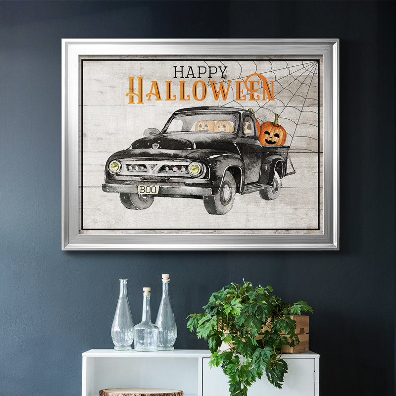 Happy Halloween, reproduction d'art sur toile encadrée, Argent, H 26 po x l 38 po x P 1,5 po