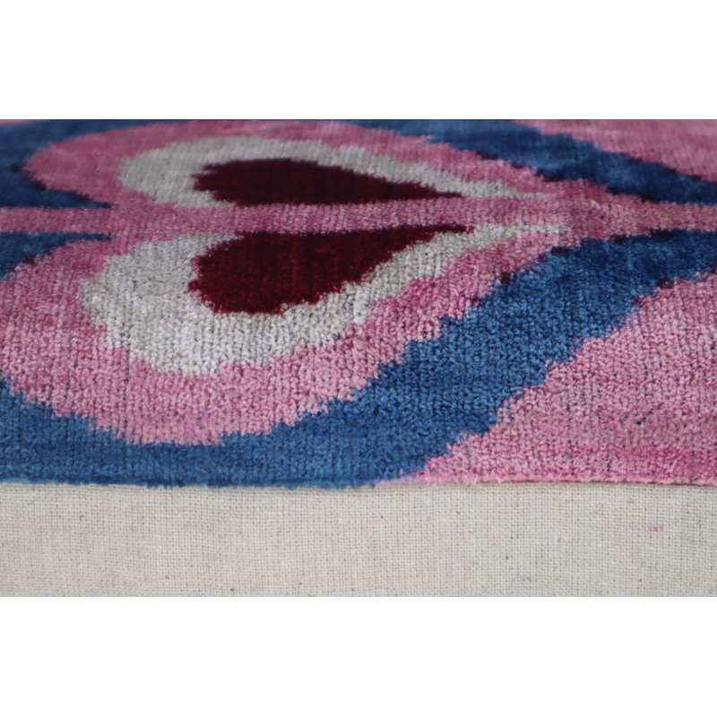 Velvet Pillow Cover & Insert, Pink/Blue/Red Geometric 1, 16"H x 24"W, Rectangular