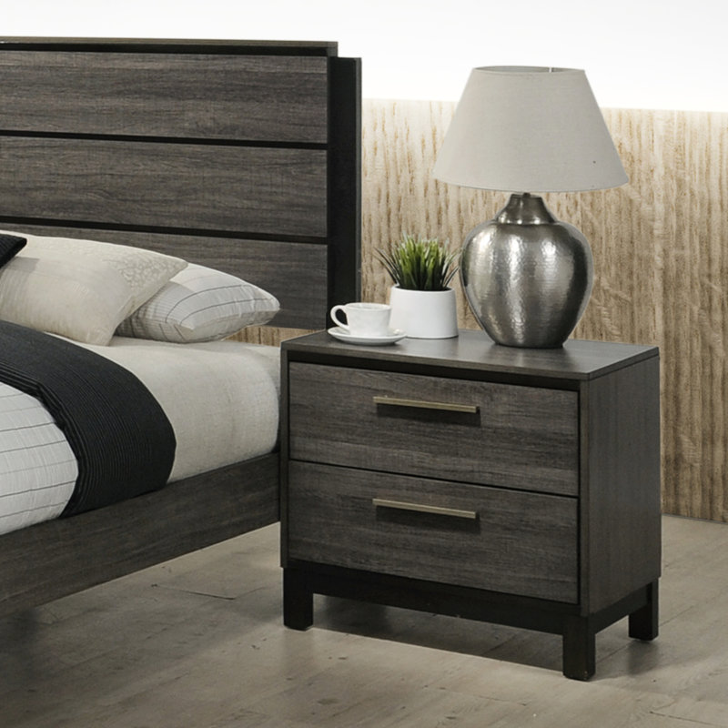 Table de chevet de la chambre 2, gris antique, option de rangement pratique contemporaine 2 idéale pour