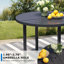 Table d'extérieur en métal, table ronde pour 6 personnes avec trou pour parasol, table de patio au design minimaliste moderne-32091682-32091680