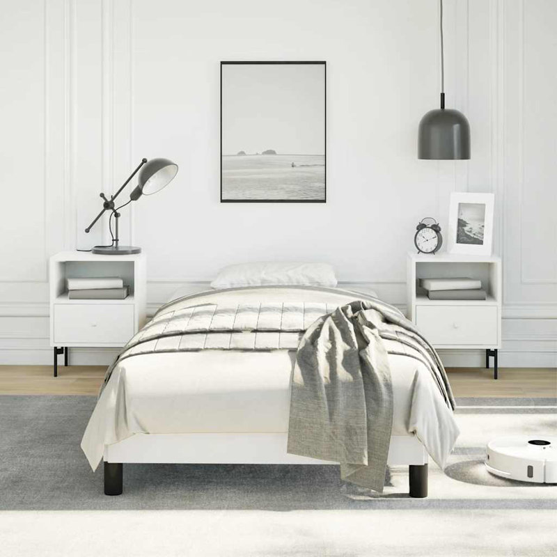 Structure de lit Strath vidaXL, base de lit tapissier en similicuir, sans matelas, Simple, Blanc