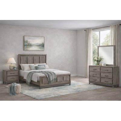 Ensemble de chambre à coucher moderne à panneau tapissier brun