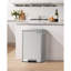 Lovewind 60 Litre Stainless Steel Trash Can with Soft-Close Lid, Large Footstep Garbage Can with Roman Texture, Removable Inner Buckets, Recycling Bin for Kitchen Office, Silver