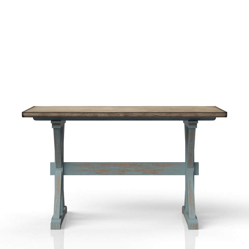 Table à hauteur de comptoir avec base en X en bois massif bleu + salle à manger