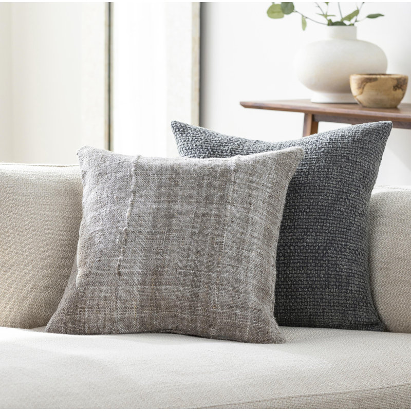 Zeppelin Recycled PET Yarn Reversible Throw Pillow, 18"H x 18"W, Down, Khaki