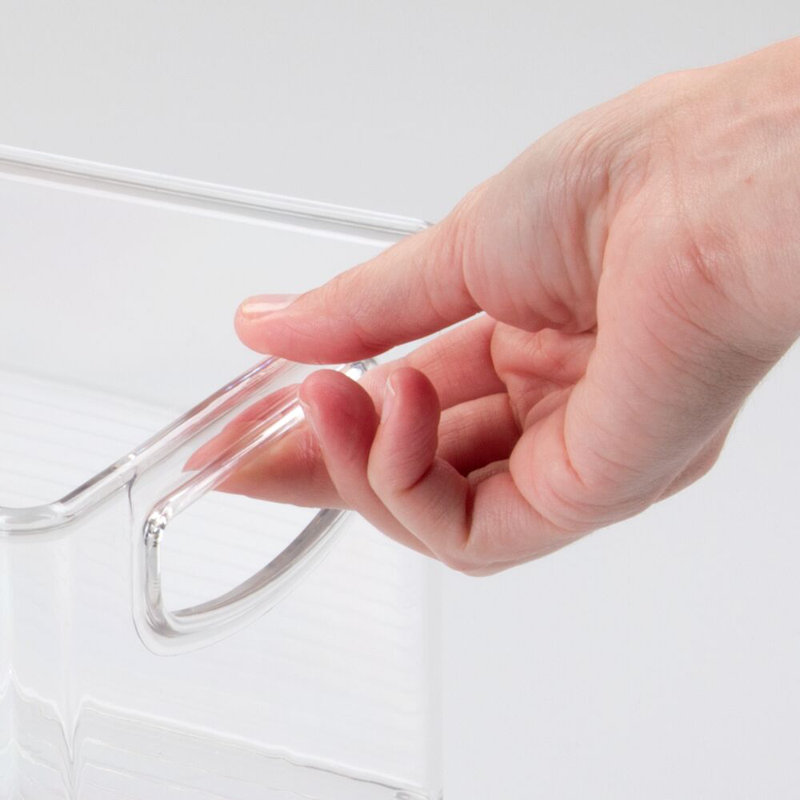 mDesign Plastic Home Office Storage Organizer Bin With Handles - 8 Pack - Clear