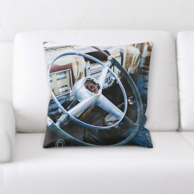 Steering Wheel Microsuede Reversible Throw Pillow