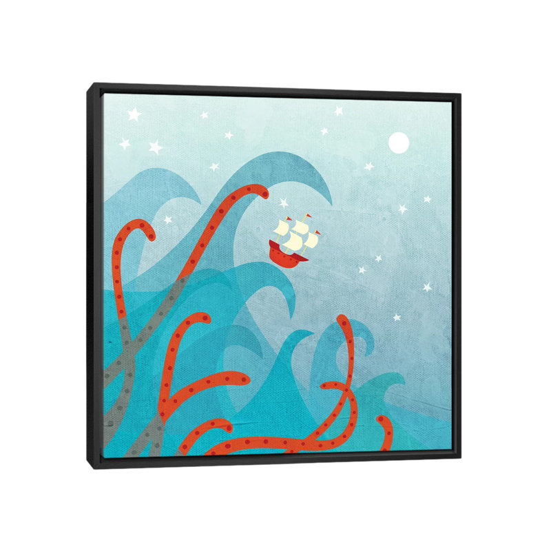 «A Bad Day for Sailors» par Nic Squirrell - impression d'art graphique, H 37 po x l 37 po x P 1,5 po, Toile avec cadre noir