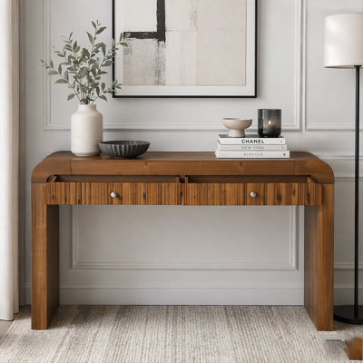Rustic Console Table with Fluted Drawer Front and Thick Legs