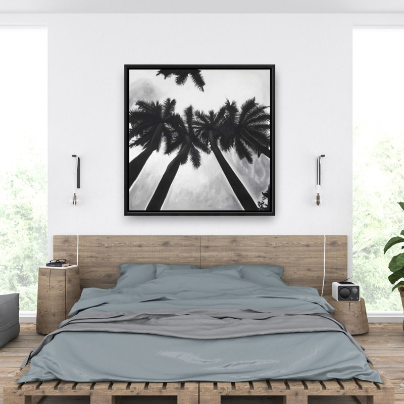 Monochrome Palm Trees Print On Canvas