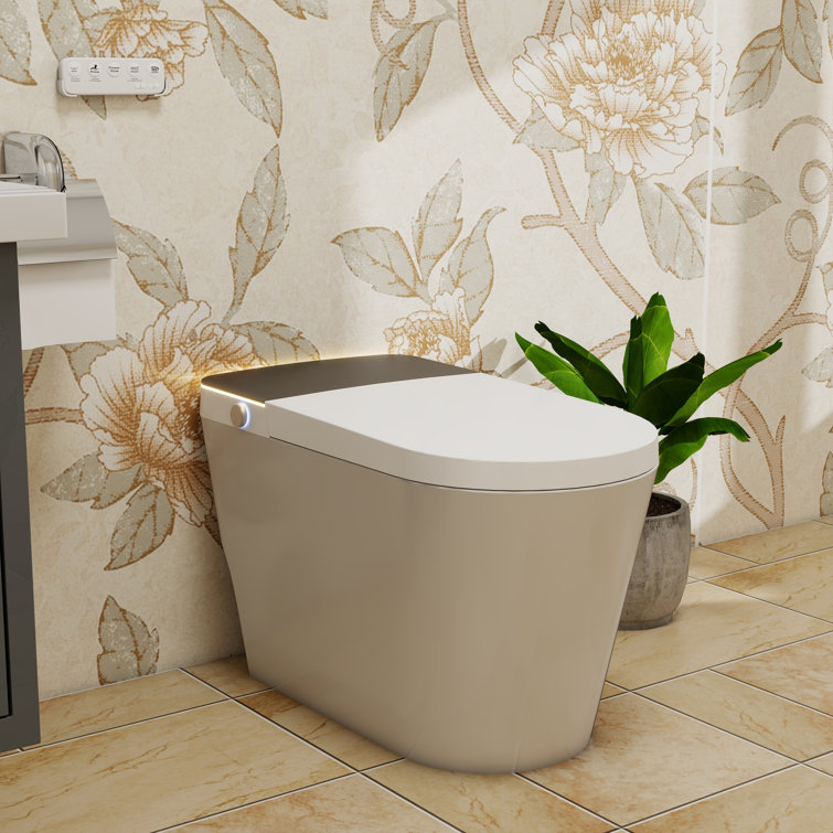 Smart Bidet Toilet with Heated Seat, 1.08GPF One-piece Toilet with Auto Flush, Auto Open & Close, Foam Shield, ADA Height, Pump-assisted, Blackout Flush, LED Display