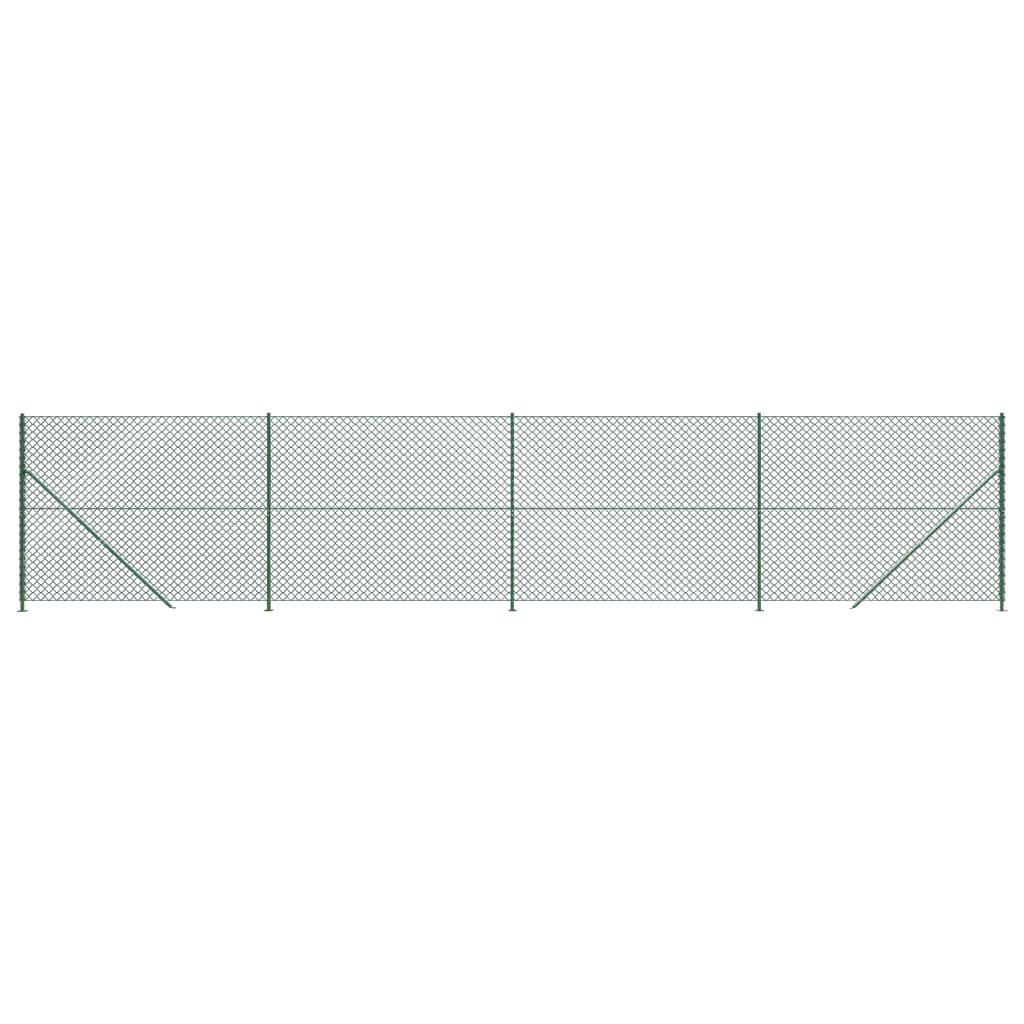 (Green, 1.4 X 10 M) Vidaxl Chain Link Fence Patio Outdoor Wire Mesh Fence With Flange Fence Panel - Image 2