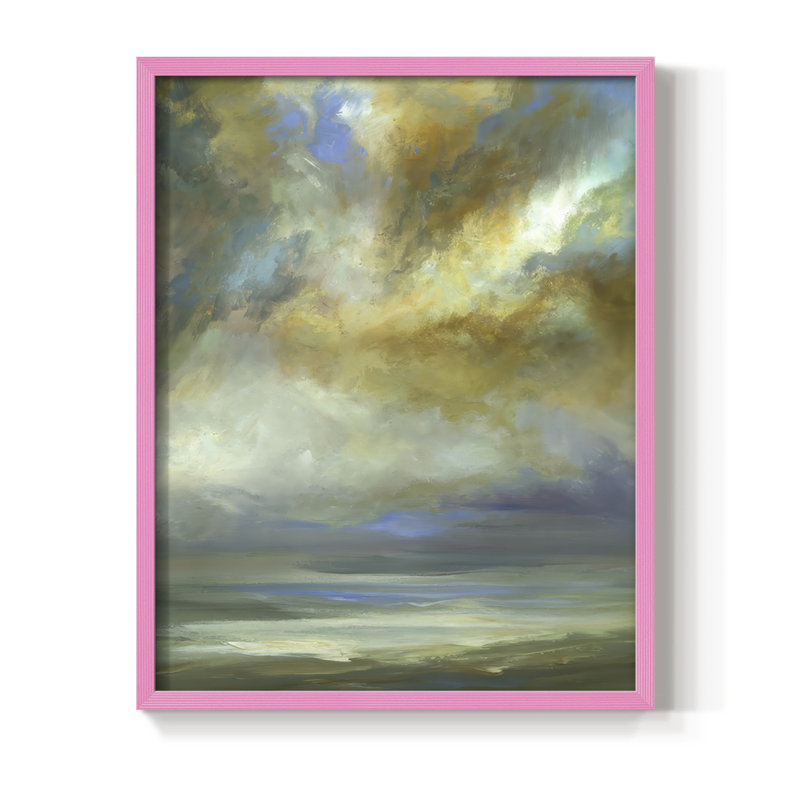Breaking Clouds Framed Print - Solid Wood, 21" H x 17" W, Pink