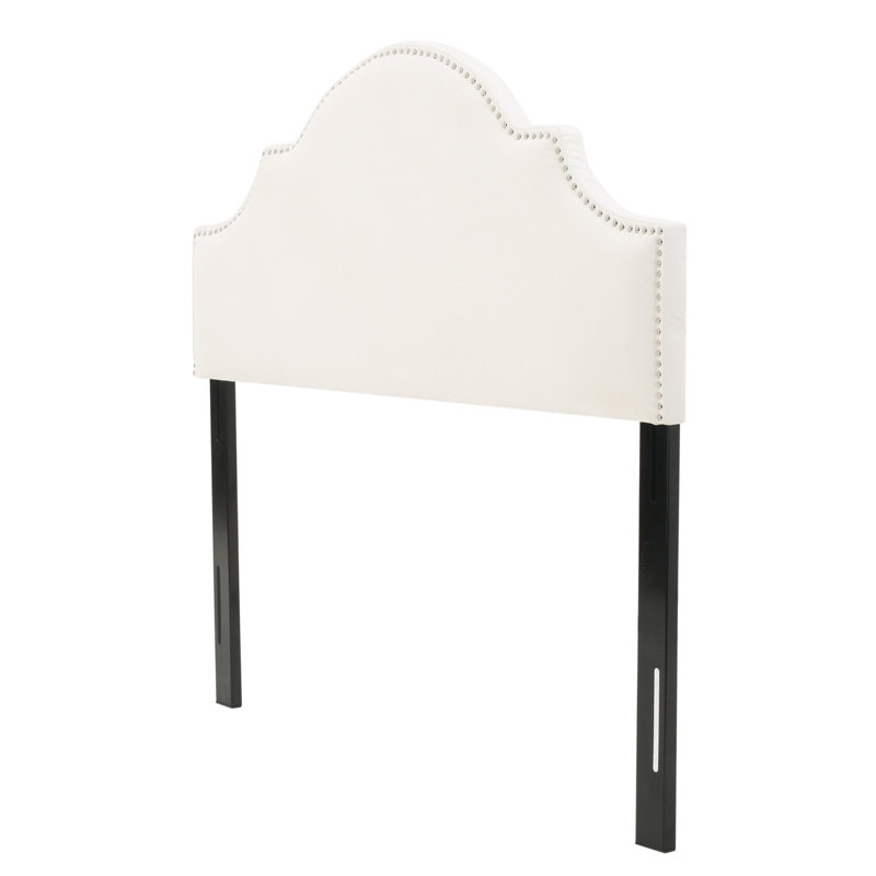 Upholstered Headboard Queen Size, Solid Wood Head Board With Durable Metal Legs, Adjustable Height Queen Headboard With Nailhead Trim In Bedroom