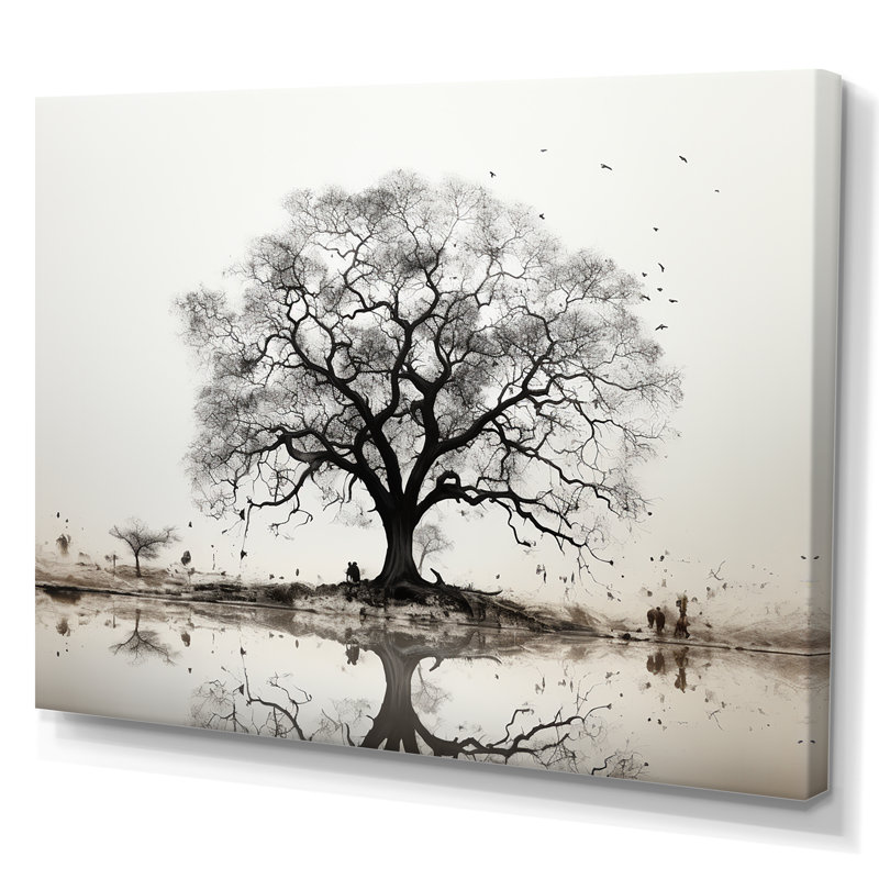 Baobab gris minimalisme IV, Toile tendue, H 16 po x l 32 po x P 1 po