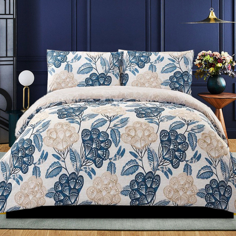 Microfiber / Polyester Floral Duvet Cover Set, Single Duvet Cover Set + 2 Additional Pieces, Gold Floral