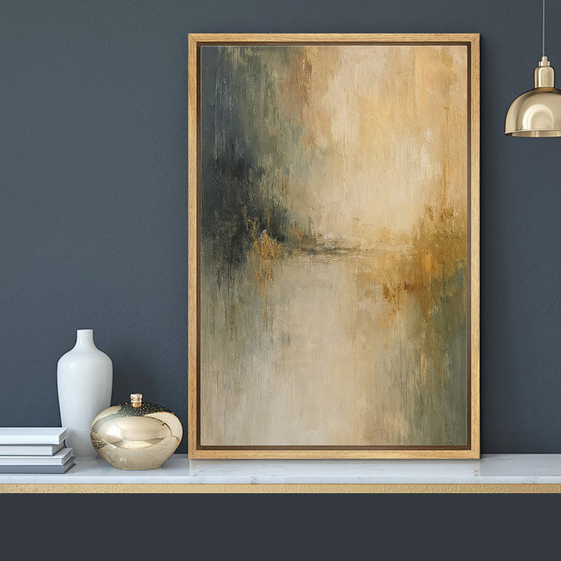 «Soft Golden and Blue Misty Landscape», reproduction d'art sur toile encadrée, H 24 po x l 16 po x P 1,5 po