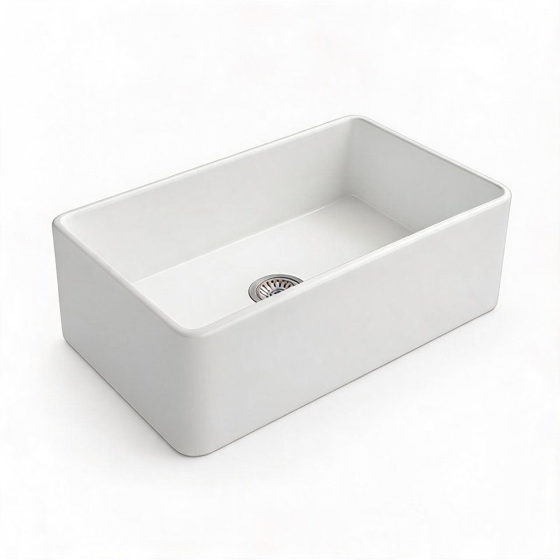 30 inch White Ceramic Farmhouse Kitchen Sink with Deep Apron Front and Undermount Installation