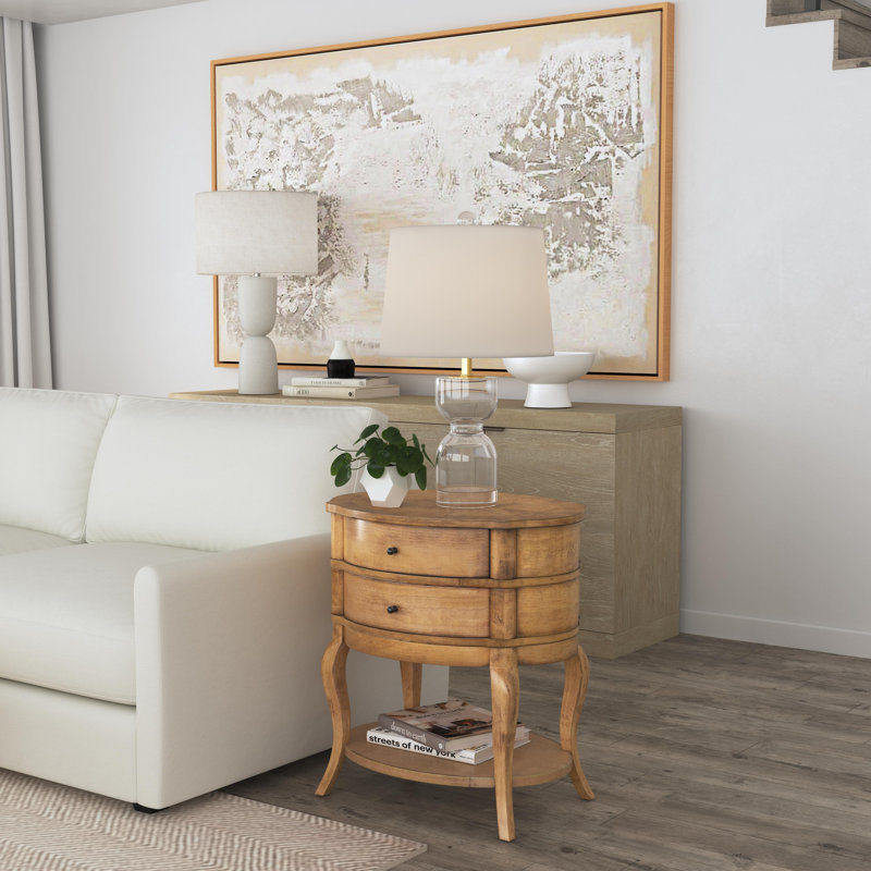 Jarvis Oval 2-Drawer Side Table, Plantation Cherry