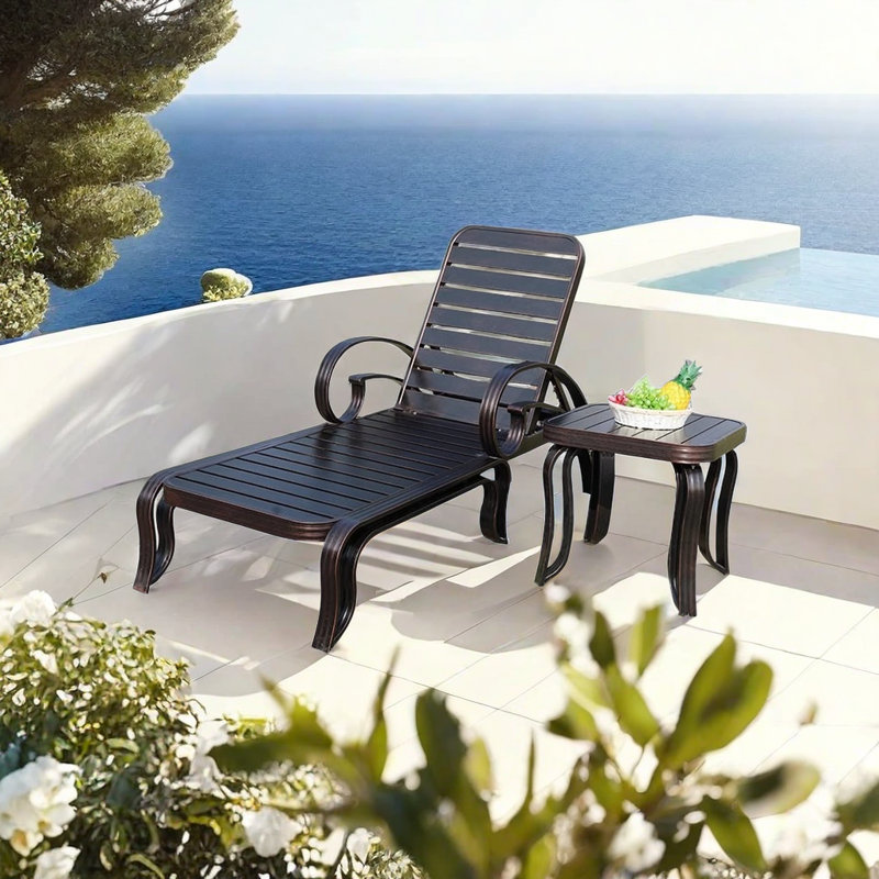 Ensemble de chaise longue d'extérieur imperméable en aluminium avec chaise longue