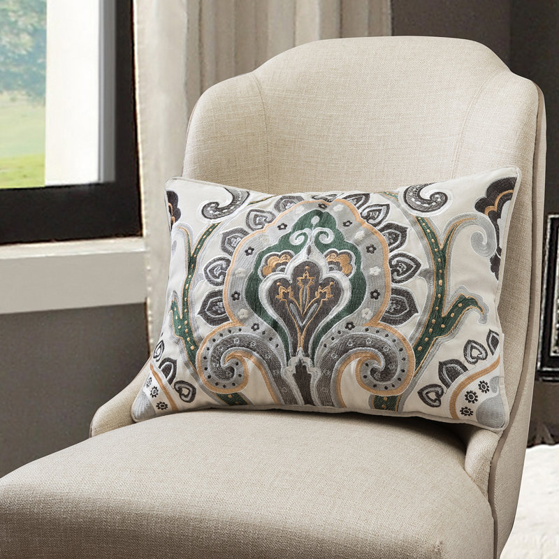 Embroidered Cotton Reversible Pillow Cover