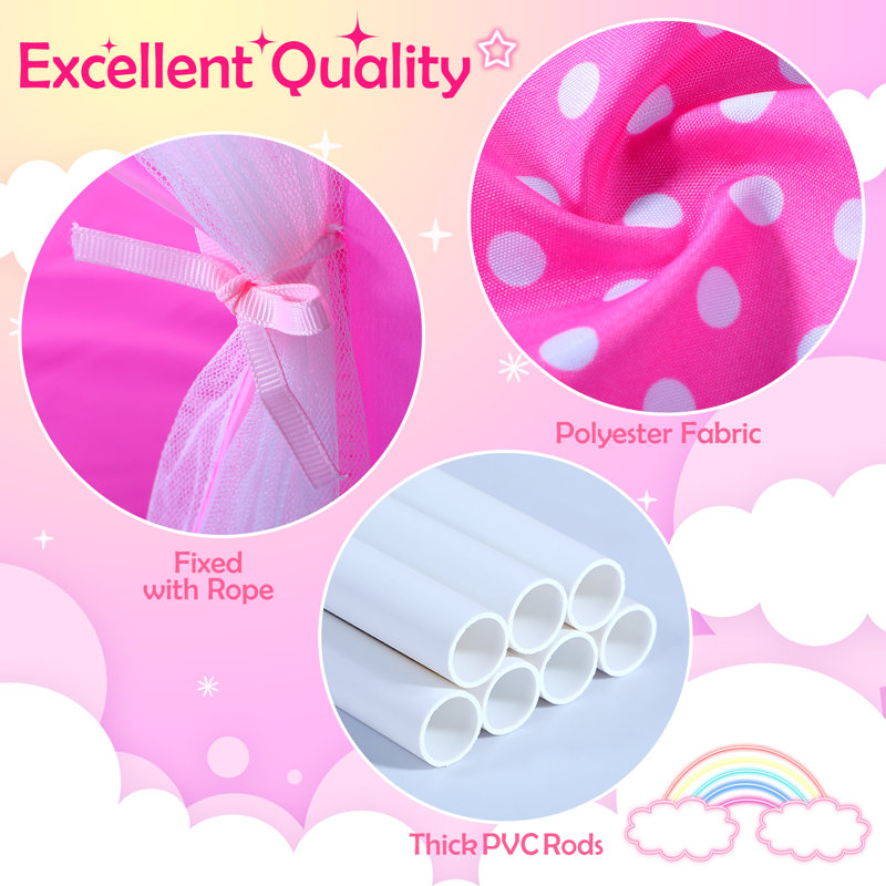 Pink Hexagon Princess Castle Play Tent with Star Lights