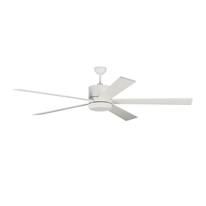 Ventilateur de plafond standard à DEL Tulsi avec télécommande et ensemble d'éclairage inclus, Blanc mat avec pales blanches