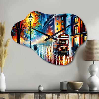 Exan Colorful City In London I - City Cloud Metal Wall Clock, Traditional Asymmetrical Wall Clock Print