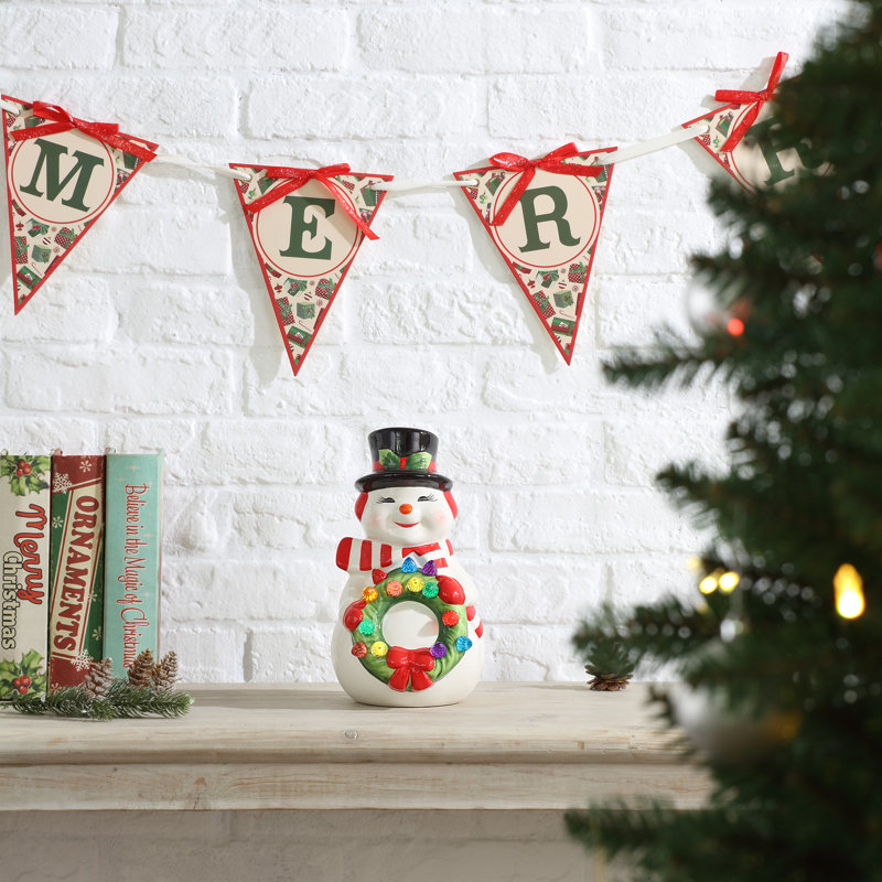9 in. Nostalgic Ceramic Figure - Snowman
