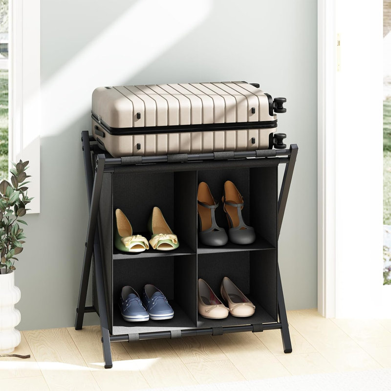 Luggage Rack With Storage, Black