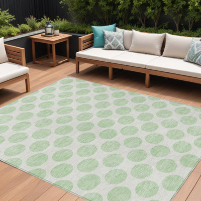 Tapis intérieur lavable à pois vert menthe 8 pi x 10 pi