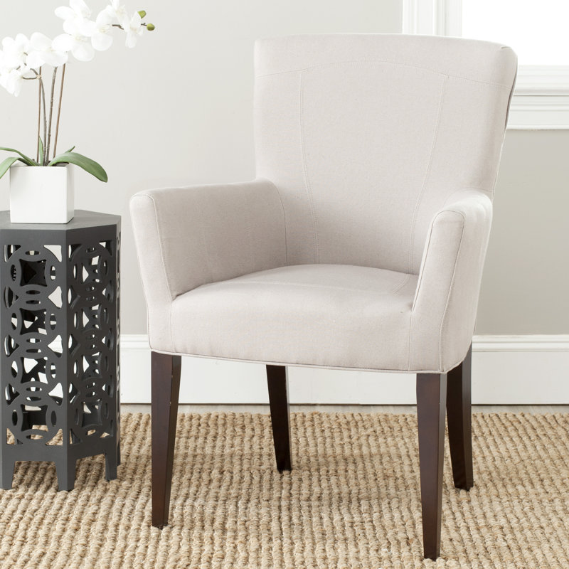 Danyne Faux Leather Armchair, Beige Linen