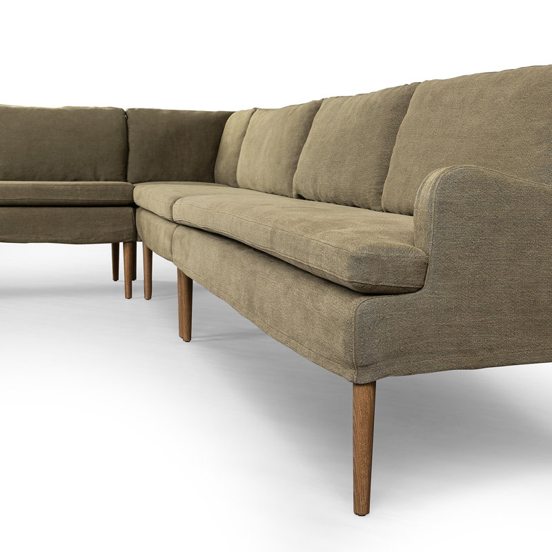 Aurelia 4-Piece Sectional, Broadway Olive Linen, Left Hand Facing, 34.5" H x 137.5" W x 76" D