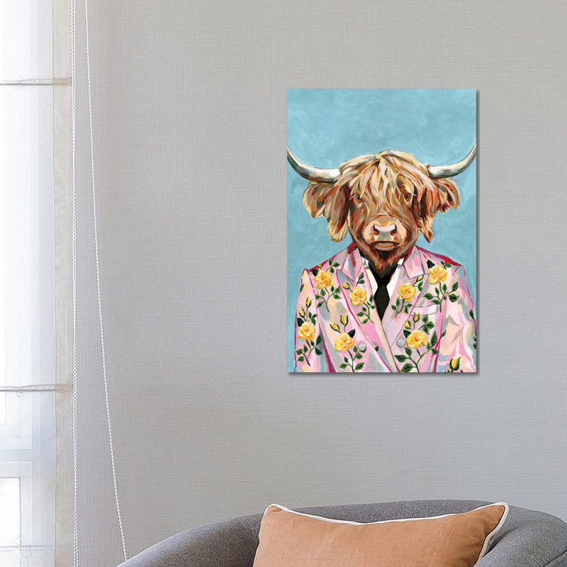 « Vache » par Heather Perry-impression, Pas de tapis, H 26 po x l 18 po x 1,5 po, Toile tendue