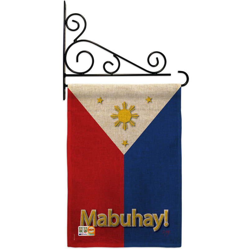 En toile jute 2 côtés 19 x 13 po philippines drapeau de jardin