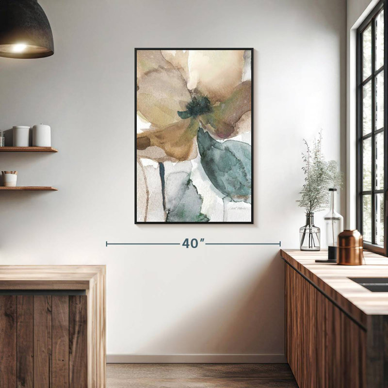 Aquarelle coquelicot I, Cadre flottant noir, 27 po x 40 po