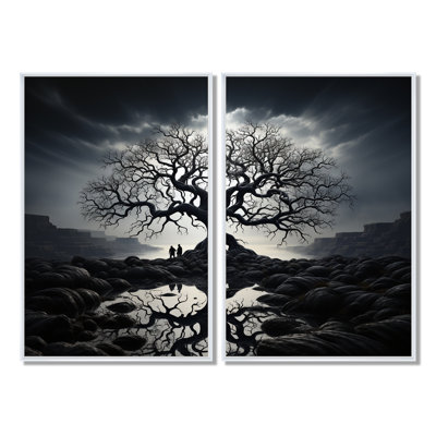 Le contraste arbre monochrome II - grand arbre monochrome, art mural