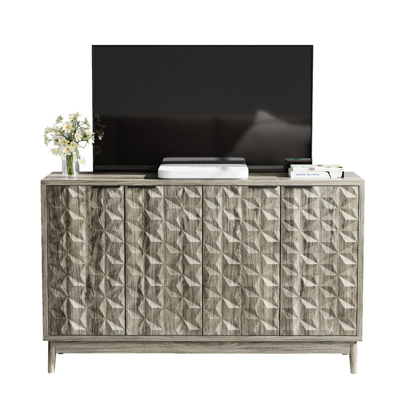 Armoire de rangement pour la salle à manger, couloir - Buffet gris moderne avec espaces de vie réglables, Gris