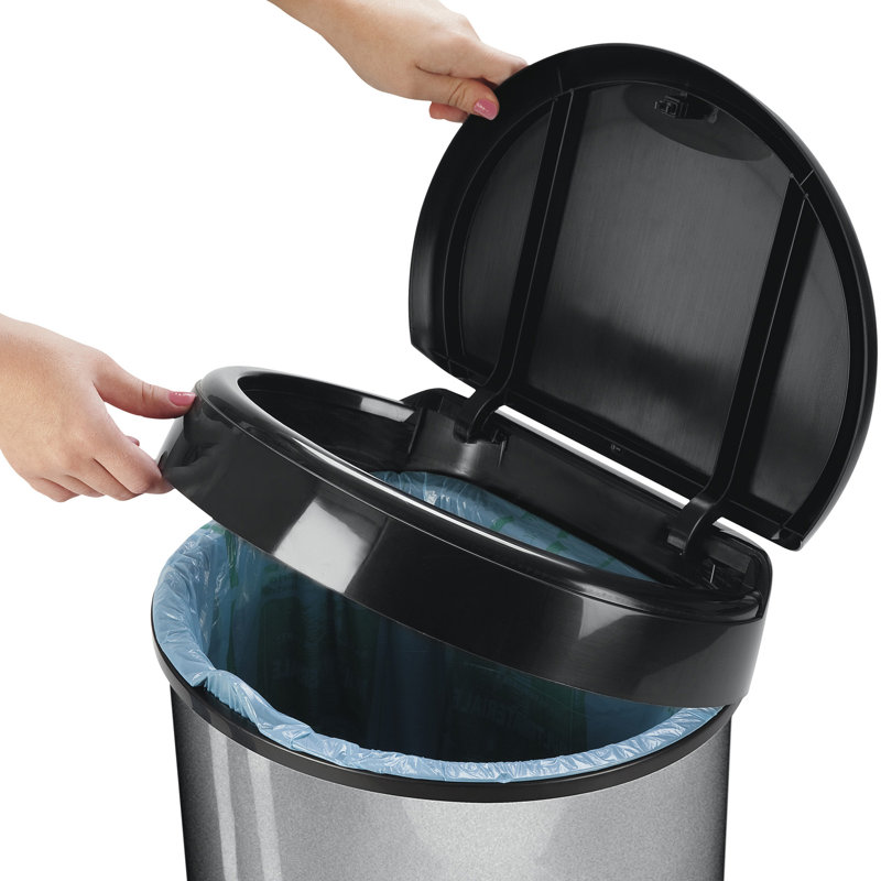42 Litre Touch Top Waste Bin, Silver