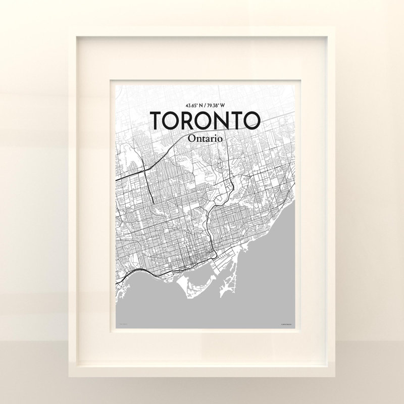 Toronto City Map In Tones - No Frame Print, 20cm H x 16cm W x 0.05cm D