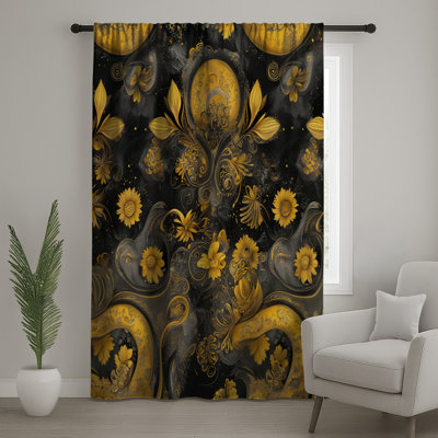 Ornate Floral Swirls Window Curtains, Floral Sheer & Blockout Curtains - 1 Panel
